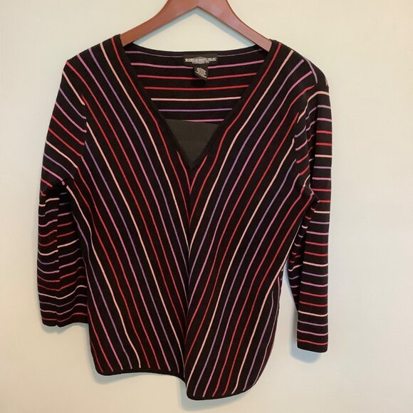 World Republic Clothing Co. Multicolor Striped Silk Viscose Retro Top Women's L - Picture 2 of 7